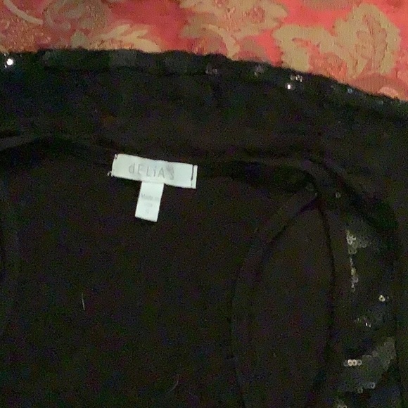 Delia’s  small animal print Racer back top, black with sparkles on front - Picture 5 of 5